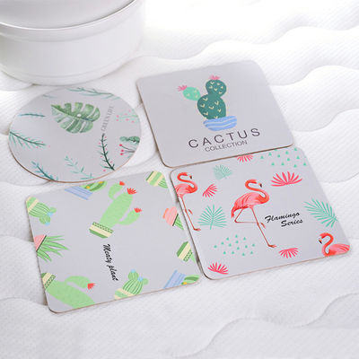 คุณภาพ  Absorbent Paper Promotional Drink Coasters / Custom Round Coasters For Drinks โรงงาน