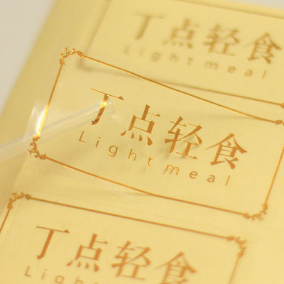 สติ๊กเกอร์สติ๊กเกอร์สัญลักษณ์โปร่งใส PVC สี่เหลี่ยมมีรูปร่างด้วยสแตมป์ฟอยล์ทอง
